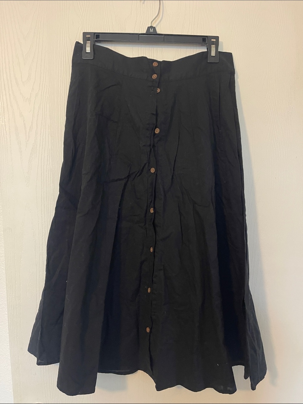 Universal Thread Black Button-Front A-Line Midi Skirt